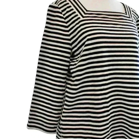 TALBOTS STRIPED SAILOR NECK LINE 3/4 SLEEVE STRIPED TOP SIZE M - Picture 3 of 7